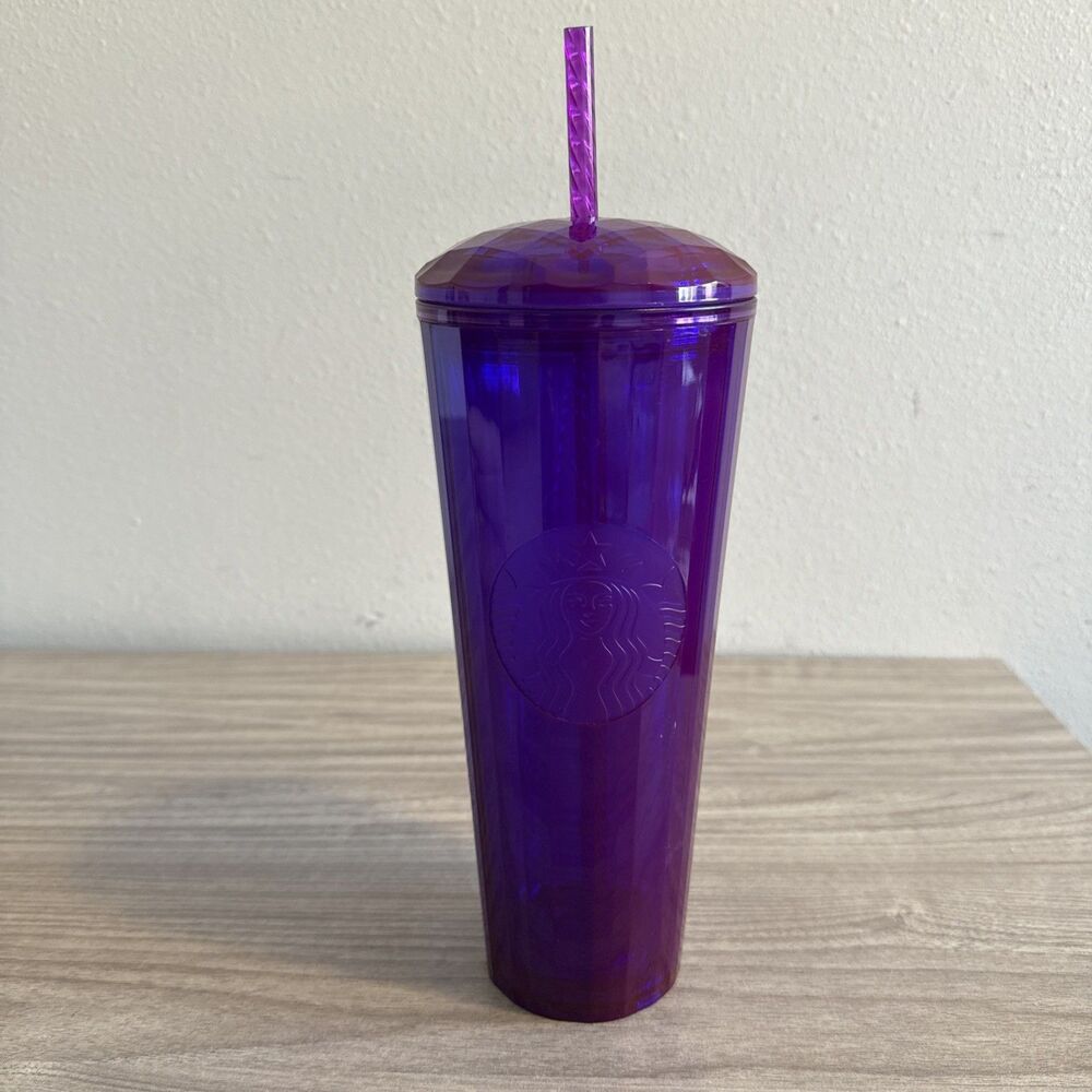 Starbucks 24oz Venti purple kaleidoscope domed‎ lid w/ straw tumbler cup